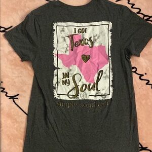 Simply Southern Charcoal Tee with Pink Texas Design
